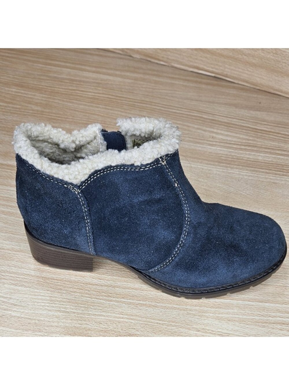 Sporto Womens Blue Suede Sherpa Lined Ankle Boots 6.5 Wide